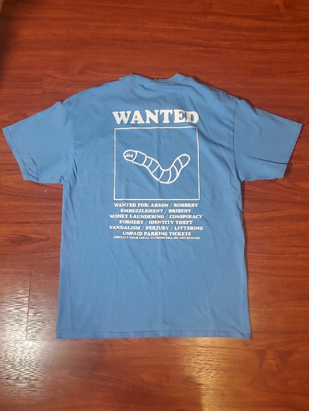 Men's Sky Blue Crewneck Graphic Pocket-Style T-Shirt